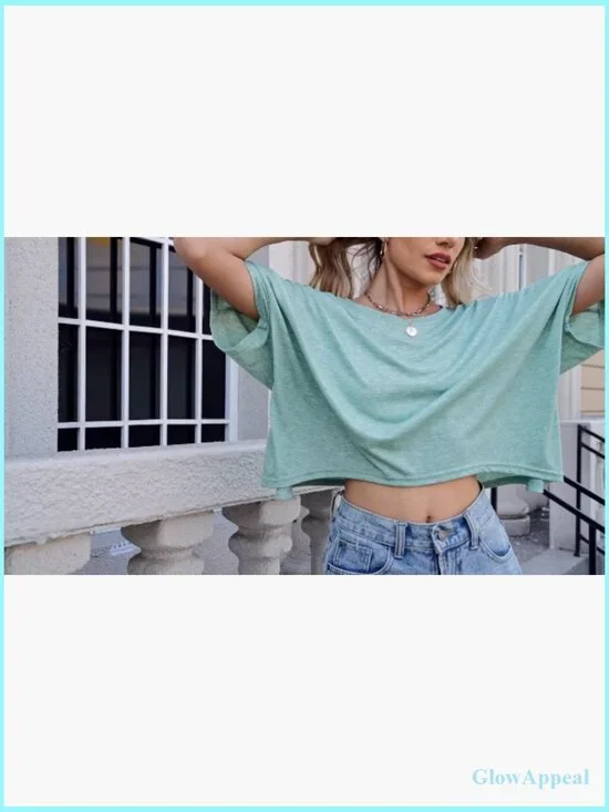 Oversized Cropped T-Shirt 3 Pack, Polyester Rayon Spandex, Workout Casual - Picture 7 of 7